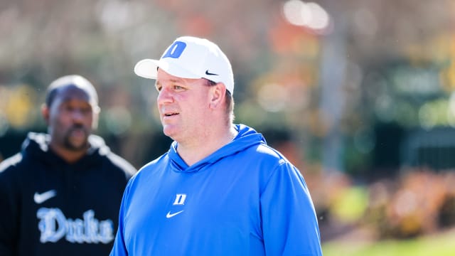 Nov 25, 2023; Durham, North Carolina, USA; Duke Blue Devils head coach Mike Elko looks on before the first half of the game against Pittsburgh Panthers at Wallace Wade Stadium.